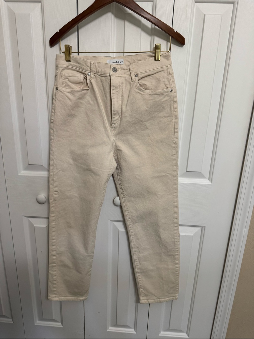 LOFT Soft Cream Straight Leg Jeans